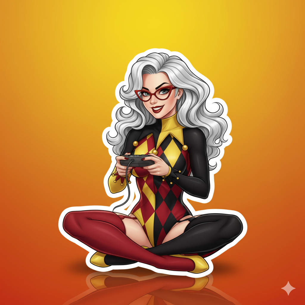 Sexy harlequín pin-up gamer